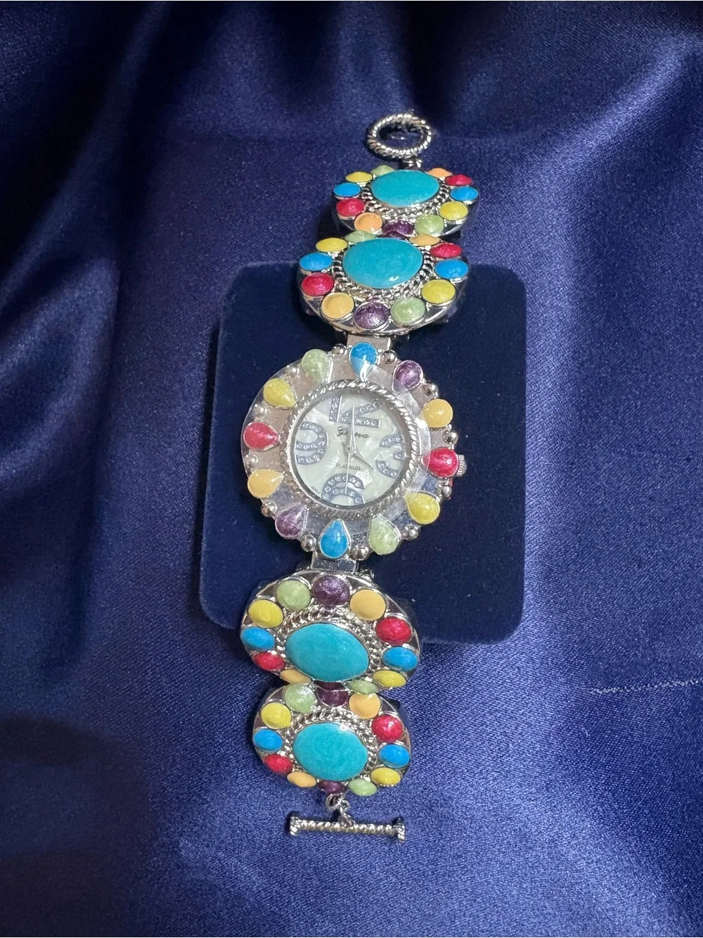 Watch Geneva Multi-Color Resin Bracelet  Southwestern Inspired Toggle Clasp